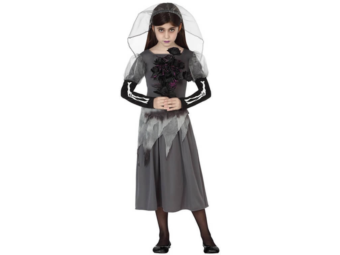 Fato de Menina DISFRAZZES Noiva Cadáver Halloween (Tam: 10 a 12 Anos)
