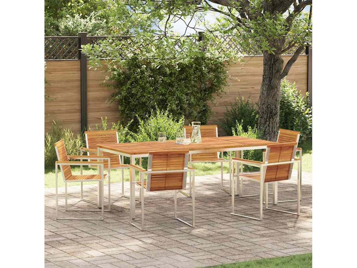 Vidaxl Conjunto De Jantar Para Jardim 7 Pcs