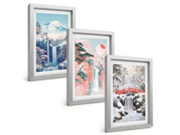 Pinturas Murais Modernaspaisagens De Montanha Cachoeiras Moldura Prateada Fotos Para O Corredor Espelharte (3 Peças 20x30 Cm)