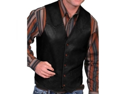 2026 chaleco Vaquero de Piel Falsa para Hombre Talla Asiática Otoño Moda L6p Feh M Negro