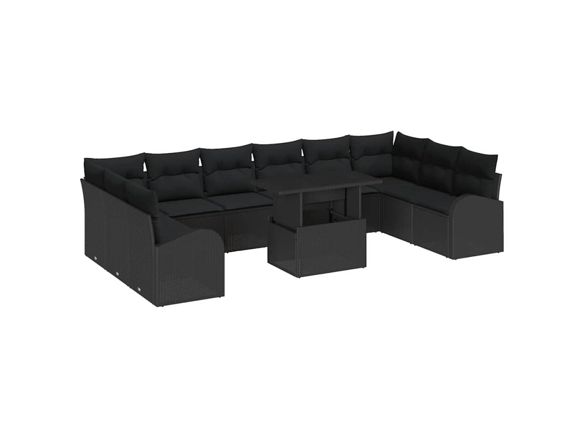 Maison Exclusive - Conjunto De Sofá De Jardim Com Travesseiro 11 Pcs Preto Vime Pe