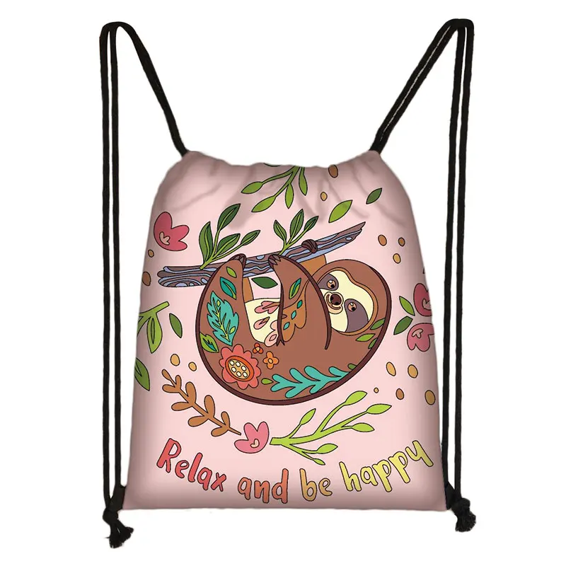 Mochila Com Estampa De Bicho, Preguiça, Estilo Ingênuo, Com Cordão, Ideal Para O Dia A, Compras E Organização. Perfeita Para Meninas Jovens.~ 07201