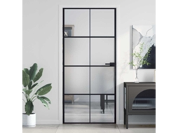 Vidaxl Porta Interior 93x201,5 Cm Vidro Temperado E Alumínio Preto