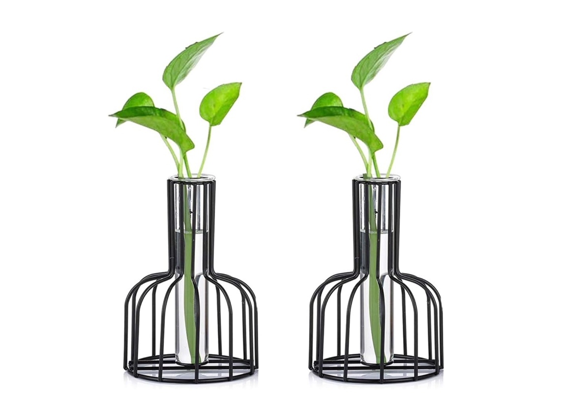 Vaso de Teste com Suporte Metálico Dourado para Plantas Hidropônicas NEVEANCE