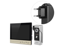 Campainha com câmera LCD colorida de 9 polegadas, campainha de 100-240 V com visão noturna para casa, dourada (UE)