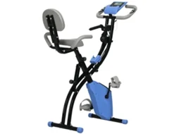 Bicicleta Estática Dobrável Com Encosto 8 Níveis De Resistência Ecrã Lcd Pulsómetro E Assento Ajustável 105x48x118 Cm Azul
