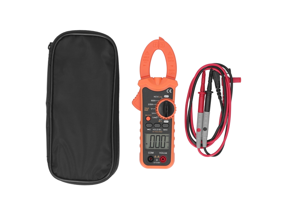Yuru pinça amperimétrica digital true RMS, NCV, lanterna, LCD, para corrente, tensão, resistência | S/MARCA