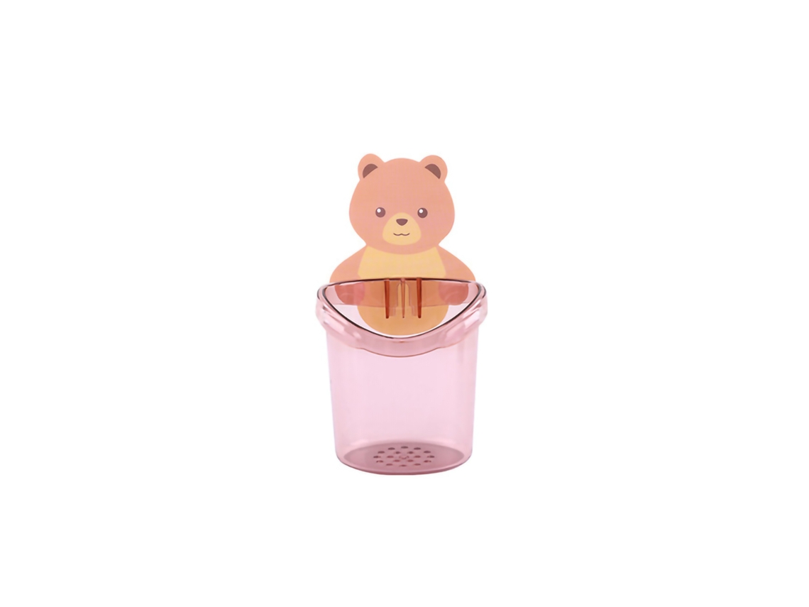 Copo Porta Escova de Dentes Urso Parede Rosa