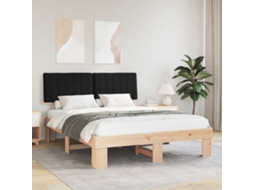 Vidaxl Estrutura De Cama Com Cabeceira Estofada Preto 160 X 200 Cm