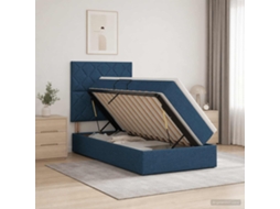 Vidaxl Cama Com Arrumação E Colchão Azul 100 X 200 Cm Tecido