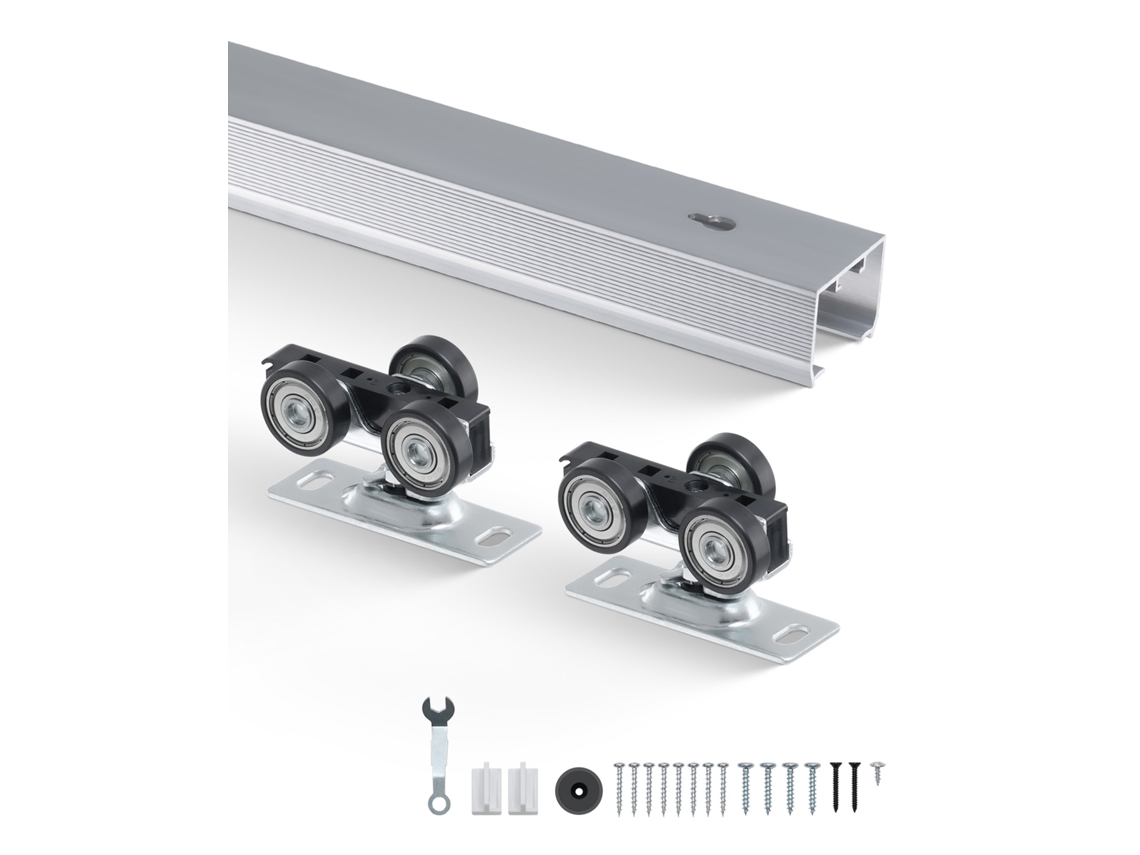 Kit De Carril Para Porta Corrediça De Serviço Pesado Succebuy De 5 Pés Com 3 Rodas
