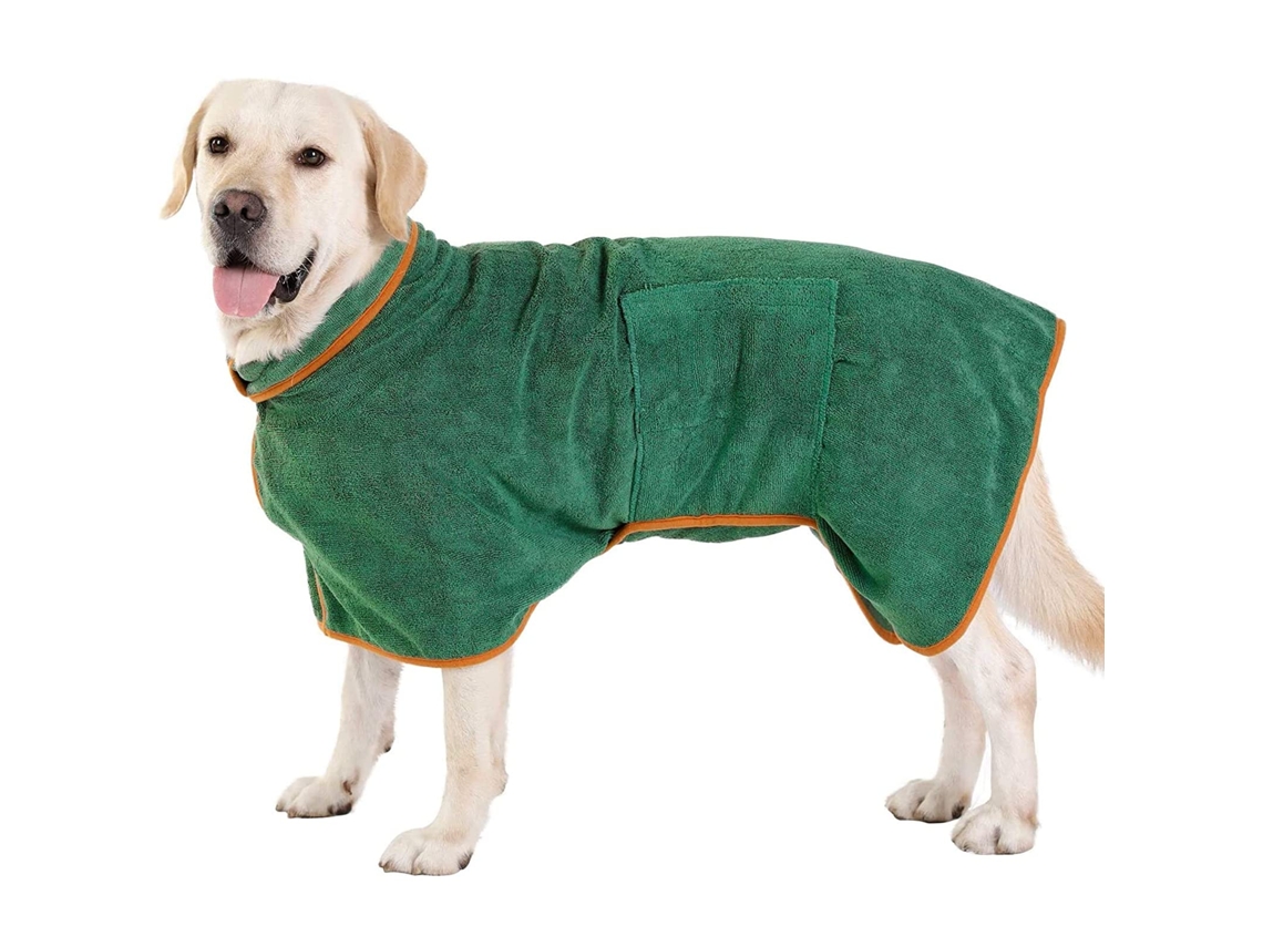 Roupão Absorvente, em Microfibra, em Algodão, para Cães, Secagem Rápida, Verde AQUAFORGE