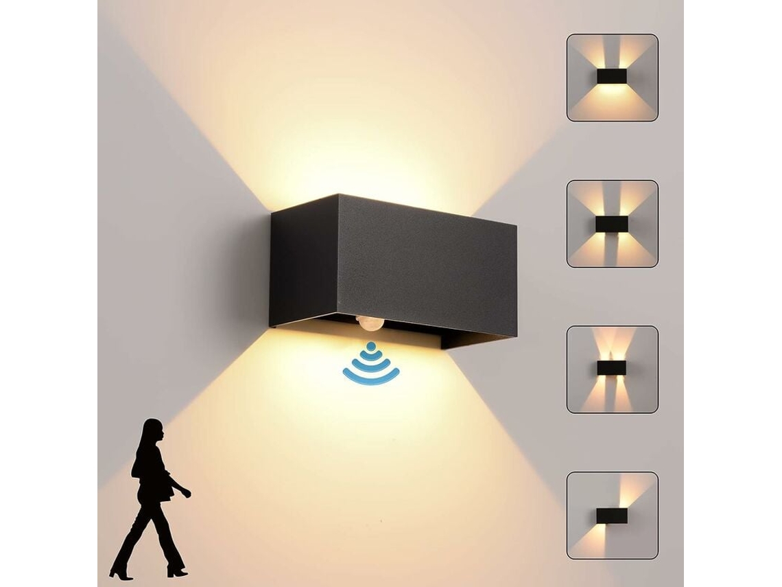 Luminária De Parede Led De Alumínio Para Ambientes Externos, À Prova Dágua, Com Sensor Do Anoitecer Ao Amanhecer, Ângulo De Feixe Ajustável Ip65, Ade
