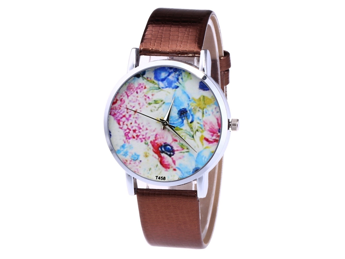 Reloj De Pulsera Unisex De Cuarzo Con Correa De Pu Colorida Zhoulianfa T458-yx (café)