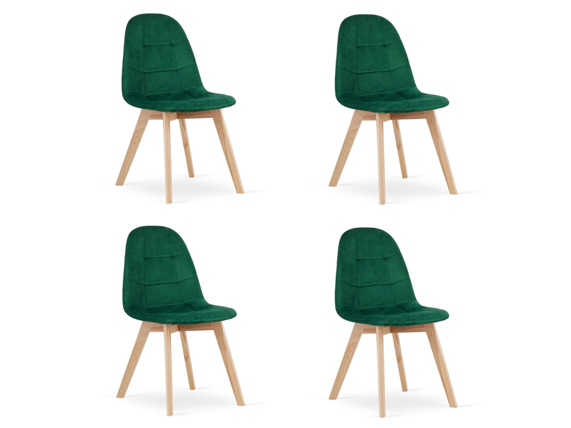 Cadeira Bora Veludo Verde Escuro X 4 Leobert