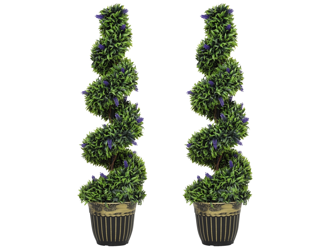 Vasos de Buxo Espiral com Lavanda, UV, 115 cm, Verde e Azul Sini Tech Store