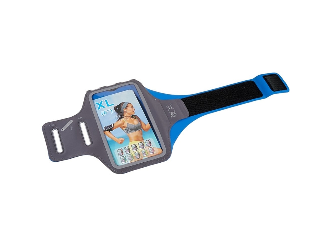 Braçadeira Esportiva Universal Com Orifício Para Fone De Ouvido Para Celulares De 6 Polegadas - Azul