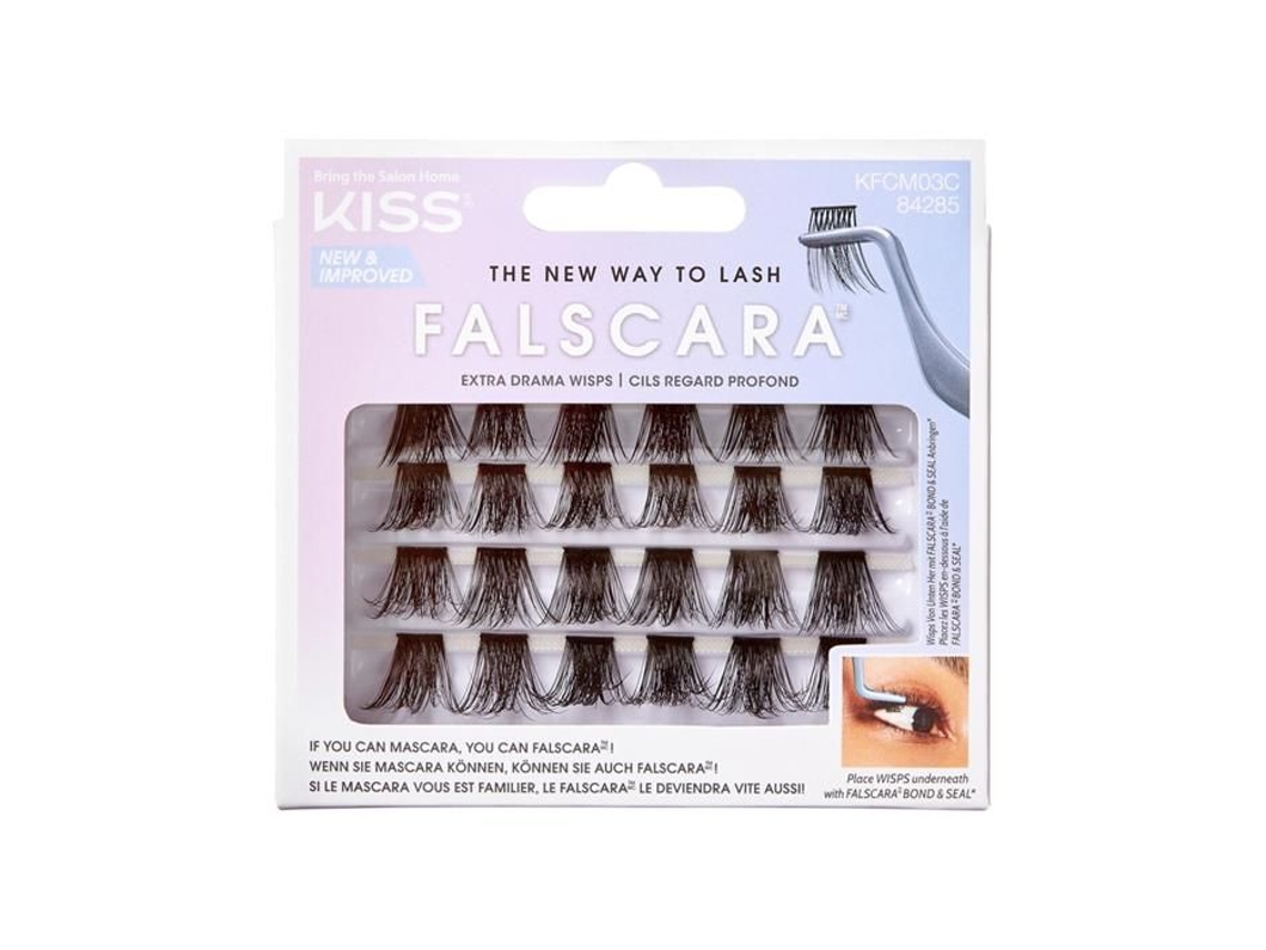 Falscara Conjunto De 24 Tufos Extra Drama Volume Máximo, Leves E Invisíveis, Fácil Aplicação Sob Cílios Naturais Kiss