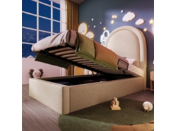 Cama Infantil 90x200cm Bege Pu Padrão Cósmico Sem Colchão