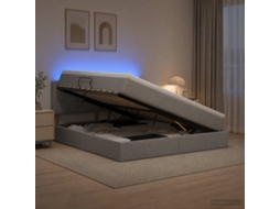 Vidaxl Cama De Armazenamento Led Com Colchão Cinzento-claro
