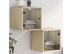 Vidaxl Mesa Cabeceira C/ Portas Vidro 2 Pcs 35x37x35cm Carvalho Sonoma