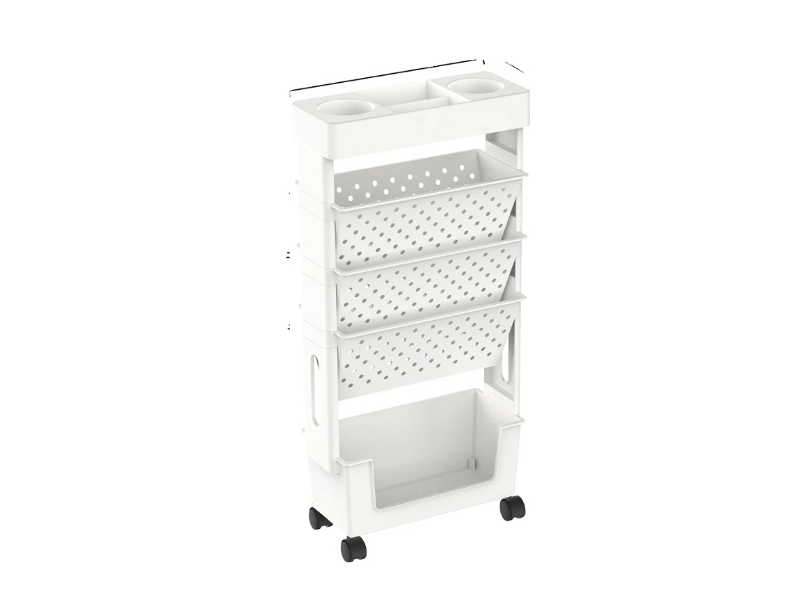 Estante De Armazenamento, Design Móvel, Grande Capacidade, Pl-branco