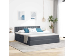 Vidaxl Cama De Armazenamento Led Com Colchão Cinzento-escuro