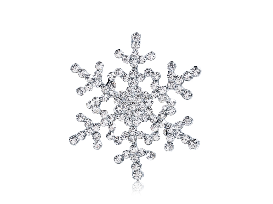 Broche De Mulher Em Liga Com Strass E Floco De Neve Moda Acessório