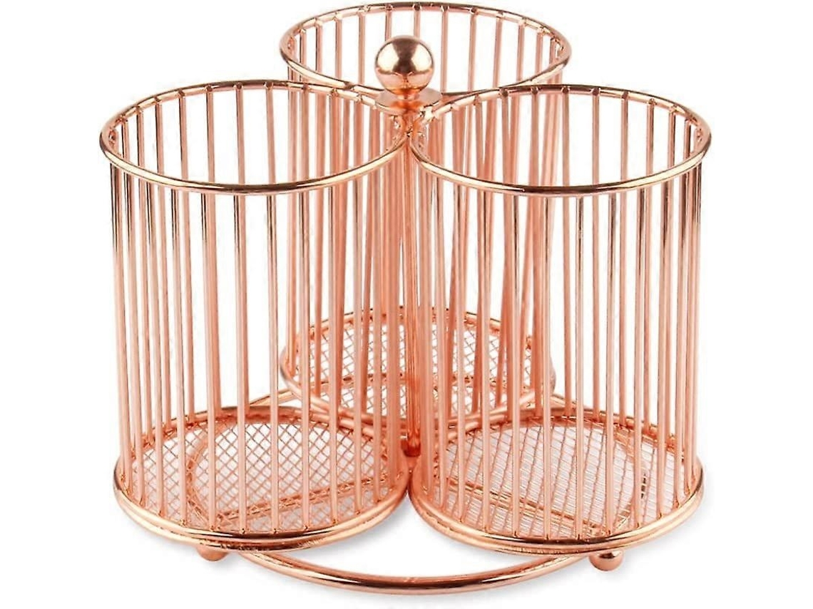 Lurelia Organizador De Maquilhagem, 15 X 13,8 Cm, 12,7 Cm, 360°, Grande Capacidade, Antiderrapante, Resistente, 3 Compartimentos, Metal, Rosa