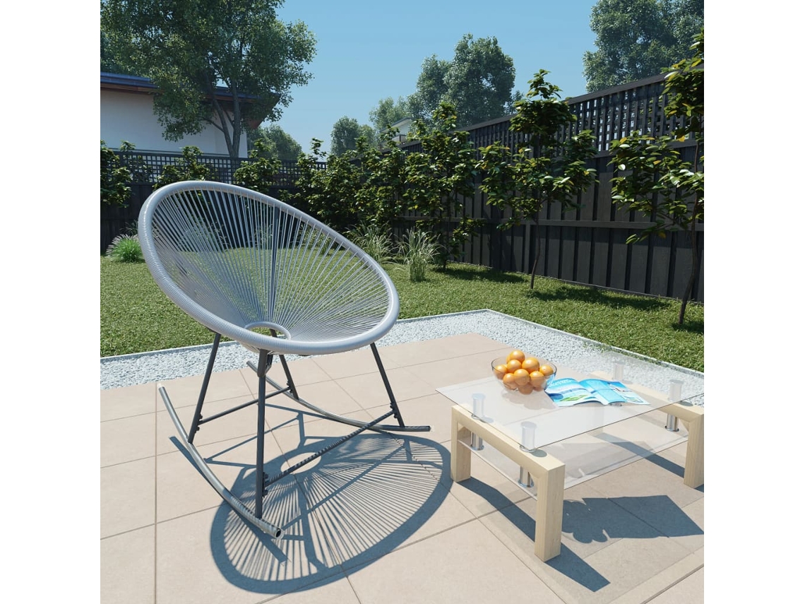 Vidaxl Cadeira De Baloiço Lua De Jardim Vime Pe Cinzento