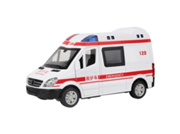 Primerox modelo de Ambulância de Resgate Diecast em Liga 1:36 com Luz Som e Função de Retorno para Brinquedo Infantil