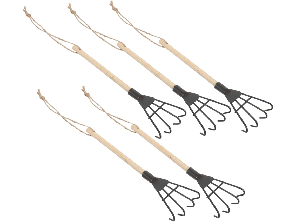 Ancinho De Mão De 5 Peças Para Jardim, Ferramenta Para Capinar, Cavar E Fazer Pequenos Trabalhos De Aeração.