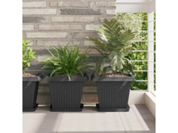 Vidaxl Bandeja Quadrada Para Flores 24 Pcs Preto 25,5 X 25,5 X 2,5 Cm