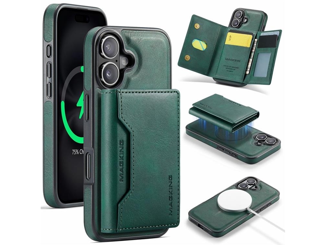 Capa Magking Para Iphone 17 Com Suporte Para Cartão Magsafe - Verde