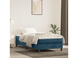 Vidaxl Estrutura De Cama Com Molas 90x190 Cm Veludo Azul-escuro