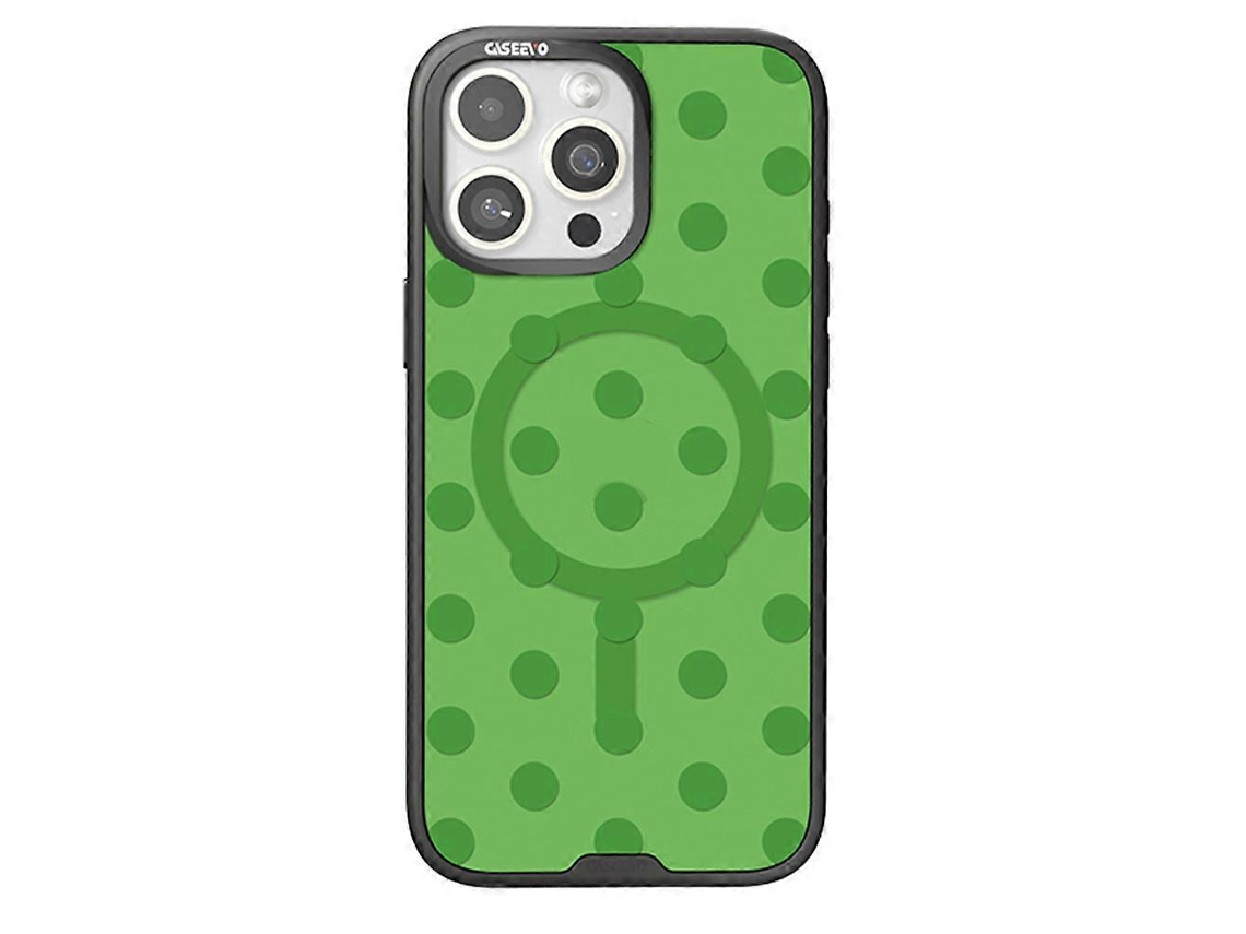 Capa Tkdaddy Caseevo Para Iphone 15 Pro Compatível Com Magsafe Tpu Acrílico Com Placa Traseira De Pontos Intercambiáveis Verde