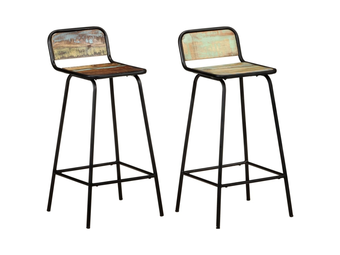 Vidaxl Cadeiras De Bar 2 Pcs Madeira Recuperada Maciça