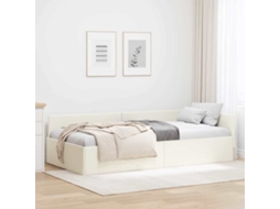 Vidaxl Estrutura De Cama De Canto Creme 90 Cm X 200 Cm Veludo