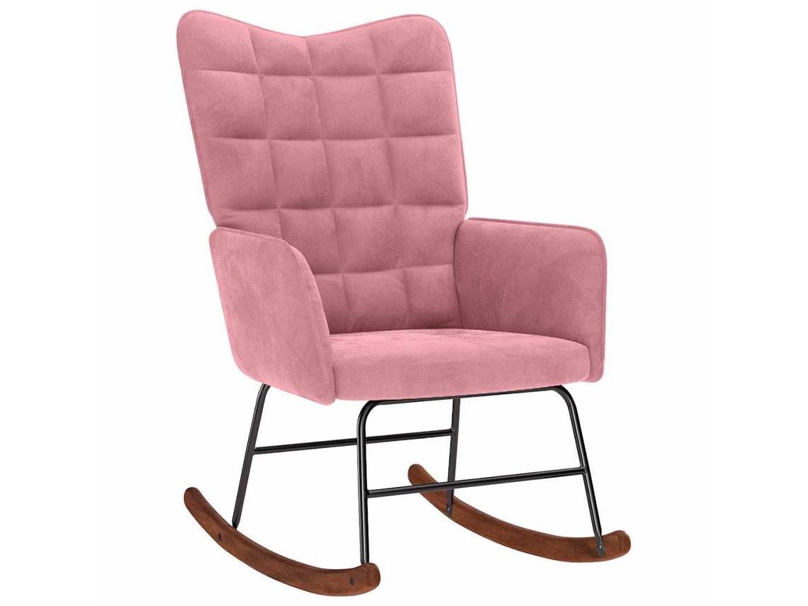 Vidaxl Cadeira De Baloiço Veludo Rosa