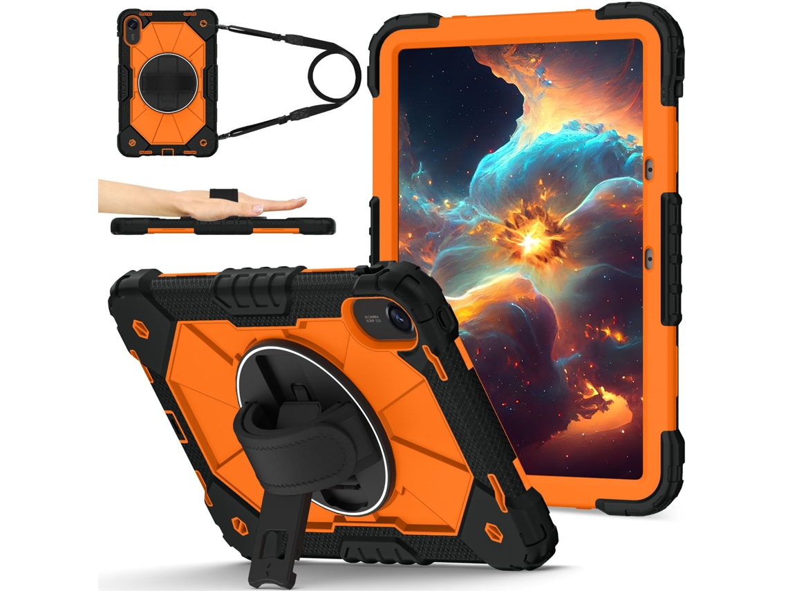 Capa Protetora Antiqueda Para Xiaomi Redmi Pad 2 11 Polegadas (2025) (preta E Laranja) Tressino