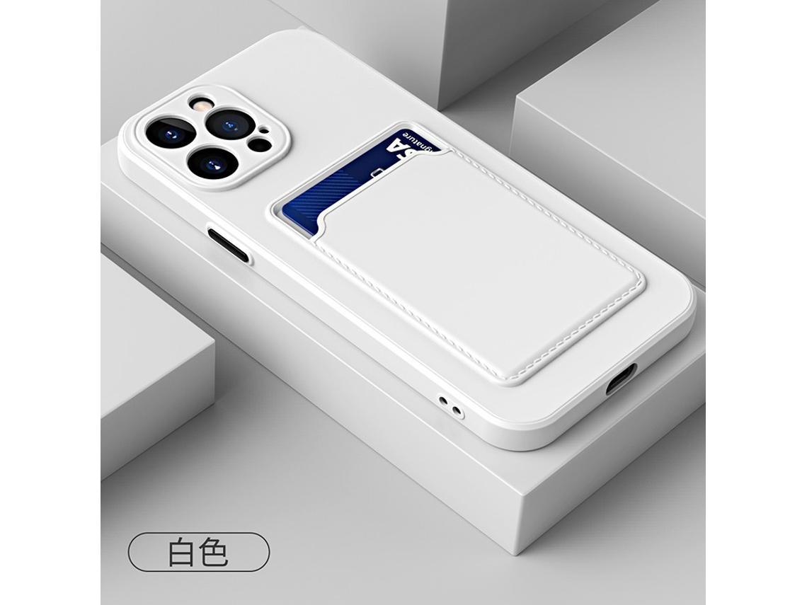 Capa Para Iphone 17 Pro Max Com Slot Para Cartão Sim, Em Silicone Branco Fosco.