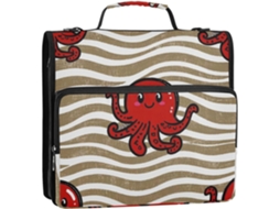 Pasta Organizadora com Estampa de Ondas Vermelhas em Estilo Cartoon, Desenho Animais Marinhos Tom Cáqui, 3,8 C