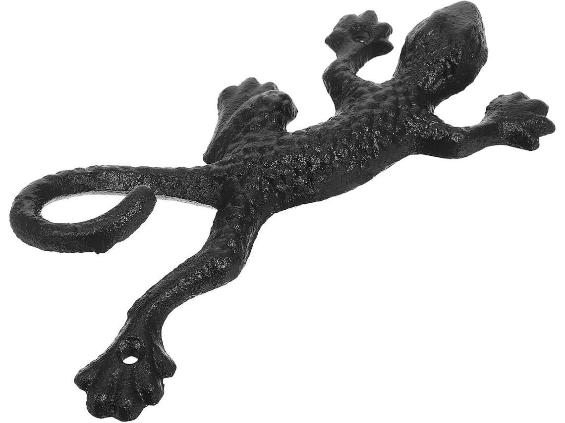 Suporte De Parede Elegante E Rústico Em Ferro Com Design De Lagartixa