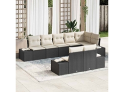 Vidaxl Conjunto De Sofá De Jardim 8 Unid. Preto E Creme