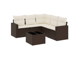 Maison Exclusive - 6 Pcs Conjunto De Sofá Jardim C/ Almofadões Vime Pe Marrom