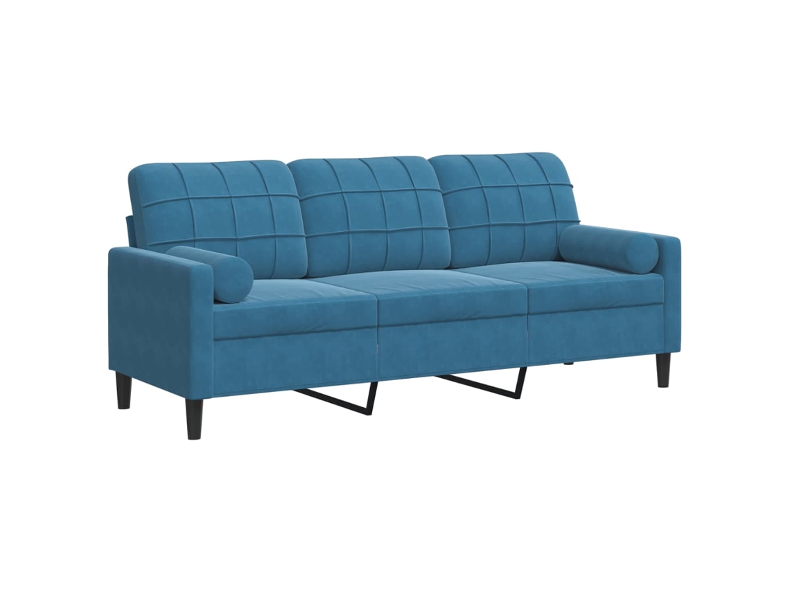 Maison Exclusive - Sofá 3 Lugares C/ Almofadas Decorativas 180 Cm Veludo Azul