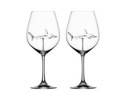 Copo de vinho tinto com tubarão giratório de vidro cristal claro para bar e festas, 300ml com S/MARCA