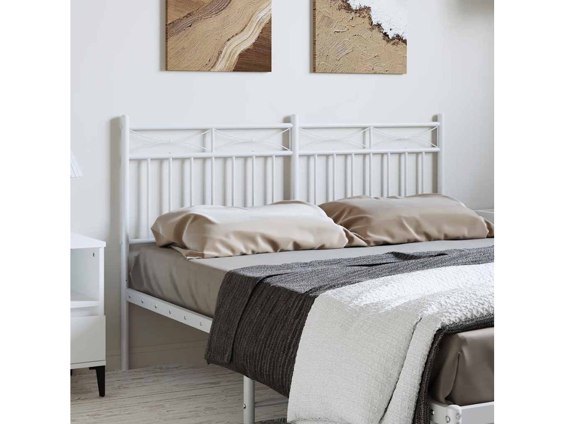 Vidaxl Cabeceira De Substituição 135 Cm Metal Branco
