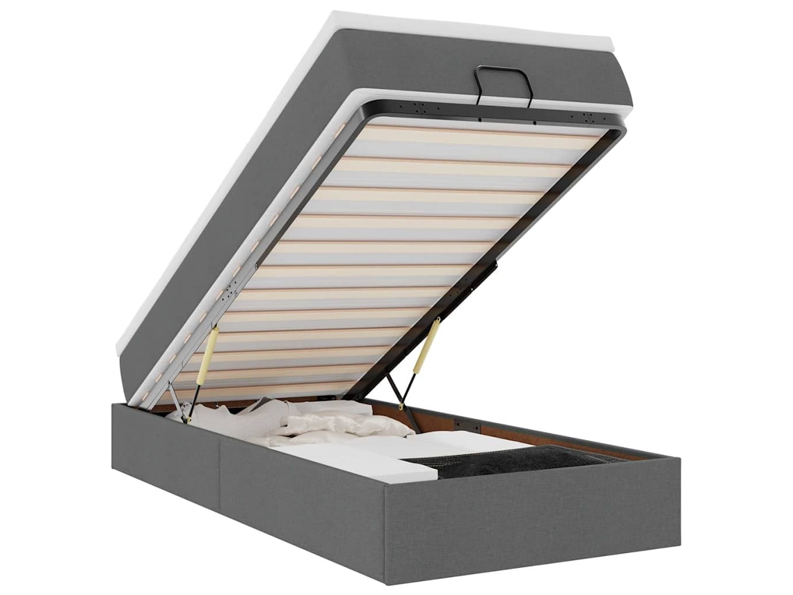 Estrutura Cama Otomana com Colchão Tecido Cinzento Escuro 90x190 cm MAISON EXCLUSIVE