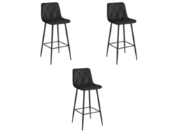 Banqueta Nado Veludo Preto / Pernas Pretas X 3 Leobert